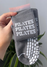 Load image into Gallery viewer, &quot;PILATES PILATES PILATES&quot; GREY GRIP SOCKS
