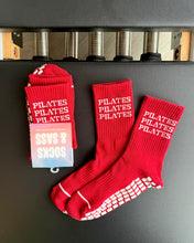 Load image into Gallery viewer, "PILATES PILATES PILATES" RED GRIP SOCKS