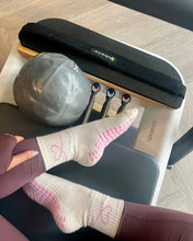 Load image into Gallery viewer, "GRIP ON MY HEART" MID-CREW BEIGE GRIP SOCKS