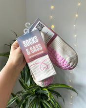 Load image into Gallery viewer, "GRIP ON MY HEART" (MID CREW) BEIGE GRIP SOCKS