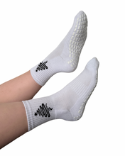 Load image into Gallery viewer, "STARLIGHT" WHITE (MID CREW) GRIP SOCKS