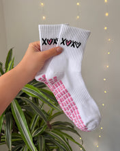 Load image into Gallery viewer, "HEARTS & KISSES" MID-CREW GRIP SOCKS