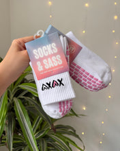 Load image into Gallery viewer, "HEARTS & KISSES" MID-CREW GRIP SOCKS