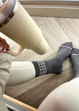 Load image into Gallery viewer, &quot;PILATES PILATES PILATES&quot; GREY GRIP SOCKS
