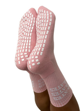 Load image into Gallery viewer, "PILATES PILATES PILATES" PINK GRIP SOCKS
