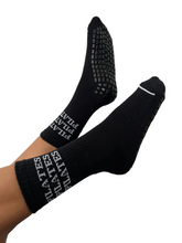 Load image into Gallery viewer, "PILATES PILATES PILATES" BLACK GRIP SOCKS