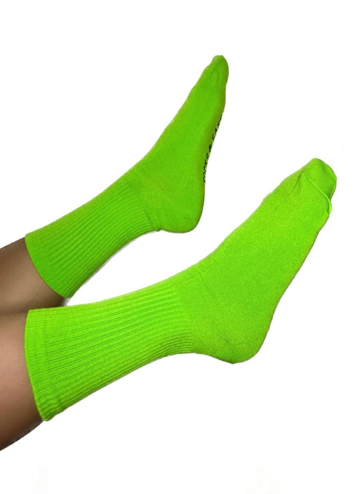 NEON GREEN CREW SOCKS SOCKS & SASS NEON GREEN CREW SOCKS SOCKS & SASS
