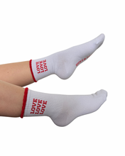 Load image into Gallery viewer, "WHERE LOVE LIVES" CREW SOCKS
