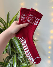 Load image into Gallery viewer, "PILATES PILATES PILATES" RED GRIP SOCKS
