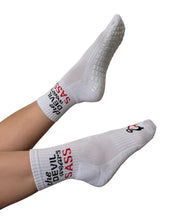 Load image into Gallery viewer, &quot;THE DEVIL WEARS SASS&quot; MID-CREW GRIP SOCKS
