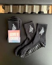 Load image into Gallery viewer, "STARLIGHT" BLACK (MID CREW) GRIP SOCKS
