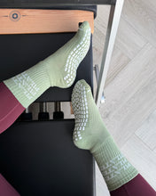 Load image into Gallery viewer, "PILATES PILATES PILATES" GREEN GRIP SOCKS
