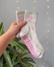 Load image into Gallery viewer, "GRIP ON MY HEART" MID-CREW BEIGE GRIP SOCKS
