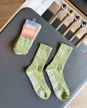 Load image into Gallery viewer, "PILATES PILATES PILATES" GREEN GRIP SOCKS

