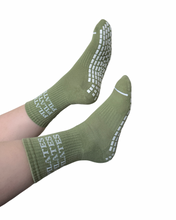 Load image into Gallery viewer, "PILATES PILATES PILATES" GREEN GRIP SOCKS
