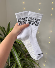 Load image into Gallery viewer, "PILATES PILATES PILATES" WHITE GRIP SOCKS
