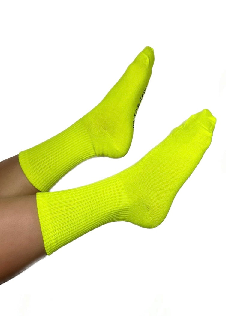 NEON YELLOW CREW SOCKS