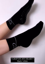 Load and play video in Gallery viewer, &quot;GRIP ON MY HEART&quot; (MID CREW) BLACK GRIP SOCKS
