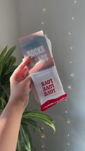 Load and play video in Gallery viewer, &quot;WHERE LOVE LIVES&quot; CREW SOCKS
