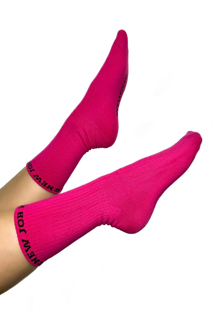 #NEW JOB NEW SOCKS - PINK CREW SOCKS